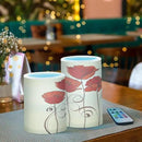 Flickering Flameless Candles, Red Poppy Flowers Retro LED Candles with Remote Timer, Set of 2 Battery Operated Candle for Valentine Wedding Birthday by GreenHaven Gardens