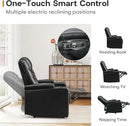 ANJ Power Home Theater Recliner Chair Set of 3, Electric Movie Theater Seating Reclining Chairs with Cup Holders for Living Room, Faux Leather with Blue LED, USB Ports, Hidden Arm Storage (Black) by CozyNest Decor