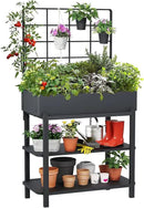 Metal Raised Garden Bed with Trellis, Elevated Planter Box with Legs for Outdoor Patio, Iron Standing Garden Box for Vegetables, Herbs, Flowers, Climbing Plants by GreenHaven Gardens