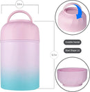 Soup Thermo for Hot Food & Drinks, Thermo Lunch Box for Kids, 17oz Vacuum Insulated Food Container with Spoon&&Drawstring Bag, Soup Therm for Adults, Pink&Green by TinyTreasures Baby Boutique