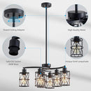 XINGQI Modern Black Chandelier 6-Light Pendant Lighting Fixture with Metal Shade 24" Height Adjustable for Dining Room Living Room Bedroom by CozyNest Decor