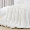 Carriediosa Chunky Knit Throw Blanket 50" X 60", 100% Hand Made Large Chenille Loop Yarn Soft Fluffy Throws for Couch Sofa Bed, Big Crochet Cozy Heavy Thick Cable Woven Blankets, Snow White by CozyNest Decor