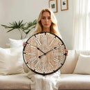 24 Inch Grand Farmhouse Wall Clock, Vintage-Inspired Wood & Metal Design with Large Etched Numbers, Silent Battery-Powered Timepiece for Offices, Kitchens, Bedrooms, and Living Rooms by CozyNest Decor