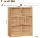 LEYAOYAO 7 Cube Bookshelf with Wood Base,Natural 3 Tier Mid-Century Modern Bookcase,Standing Wide Bookshelves Storage Organizer Shelf,Rustic Display Cabinet Book Shelves for Bedroom,Living Room by CozyNest Decor