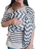 Ring Sling Baby Carrier, Soft Cotton Baby Sling Carrier Newborn to Toddler, Baby Wrap Carrier for Plus Size Parents, Perfect Shower Gift, Gray Wave by TinyTreasures Baby Boutique