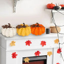 Large Pumpkin Decor Fall Decor, 3PCS Resin Pumpkins Thanksgiving Decorations with Metal Maple Leaf,5.9Inch Artificial Pumpkins for Home, Farmhouse, Mantel, Centerpiece Table Decorations by CozyNest Decor