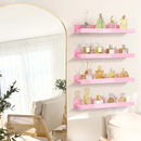 4 Pack 15 Inch Pink Acrylic Shelves, Kids Floating Bookshelf for Kids Room, Modern Nail Polish Rack Sunglasses Essential Oil Picture Ledge Display Toy Storage Wall Shelf by TinyTreasures Baby Boutique