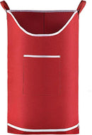 Hanging Laundry Hamper Bag Behind Door Hampers for Laundry Hanging Save Space Zipper Laundry Hamper Door Hanging with 2 PCs Stainless Steel Hooks Suction Hooks for Wall/Bathroom (Red by CozyNest Decor