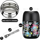17 oz Insulated Lunch Containers Hot Food Jar, Wide Mouth Lunch Thermo for Kids Adults, Vacuum Stainless Steel Lunch Box With Handle Folding Spoon for School, Office Black - Car by TinyTreasures Baby Boutique