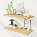 32" Floating Shelves for Wall, 12" Deep Slim Oak Floating Shelves, Wall-Mounted Shelves for Bedroom, Living Room, Kitchen, Bathroom - Set of 2 by CozyNest Decor