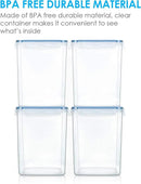 Vtopmart Large Food Storage Containers 5.2L / 175oz, 4 Pieces BPA Free Plastic Airtight Canisters for Flour, Sugar, Baking Supplies, Rice with Lids, 4 Measuring Cups and 24 Labels, Blue