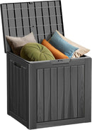 35 Gallon Resin Deck Box, Waterproof Outdoor Storage Bin for Patio, Poolside, and Garden, Lockable & UV-Resistant, Ideal for Small Spaces, Black by GreenHaven Gardens