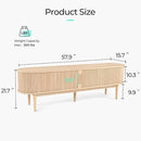LINSY HOME TV Stand for 65" TV, Mid-Century Modern 58" Entertainment Center with Sliding Tambour Door and Storage Cabinet, Cruved TV Media Console Table for Living Room, Bedroom, Oak by CozyNest Decor