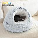 CATISM Cozy Plush Hooded Cat Bed, Indoor/Outdoor, Self-Warming Cave, Removable Washable Non-Slip Bottom by CozyNest Decor