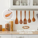 Teak Kitchen Utensils Set, 5 Piece Premium Wooden Cooking Utensils Set, Non-Stick Heat-Resistant Wooden Spoons for Cooking, New Apartment Essentials by CozyNest Decor