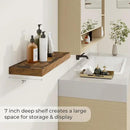 24 inch Floating Shelves Long Floating Shelves for Wall Large Wall Mounted Shelves with Invisible Brackets, Brown Shelves for Bathroom, Living Room, Kitchen, Office, 24x6.7 inch deep Set of 2 by CozyNest Decor