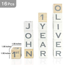 I'm Solid Wood Baby ABC Alphabet Milestone Age Blocks, Personalized Own Name, Gender Neutral, Newborn Gifts & Keepsakes for Picture Props (1.9" / 16 Pcs/White) by TinyTreasures Baby Boutique