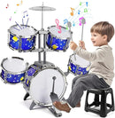M SANMERSEN Upgraded Kids Jazz Drum Set Toddler Toy Drum Set with Stool, Plastic Rock Jazz Drum Kit Musical Toys Gift for Boys Girls 1-3 3-5 by TinyTreasures Baby Boutique