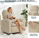 Swivel Rocker Recliner, Oversized Power Recliner Nursery Glider with Removable Cushion, Upholstered Swivel Reclining Chairs for Nursery Living Room Bedroom, Corduroy Camel by TinyTreasures Baby Boutique