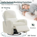 Swivel Rocker Recliner, Oversized Boucle Glider Recliner Nursery, Manual Swivel Rocking Reclining Chairs with Removable Cushion and Lumbar Support for Nursery Living Room Bedroom, Teddy White by TinyTreasures Baby Boutique