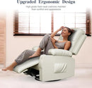 Recliner Chairs for Adults, Massage Rocker with Heated Modern Ergonomic Lounge 360 Degree Swivel Single Sofa Seat Living Room Lounge Recliners Ivory White by CozyNest Decor