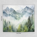 HZOHNAGO Mountain Tapestry Misty Green Forest Mountain Pattern Printed Wall Tapestry Wall Hanging for Bedroom Living Room Dorm 60" W x 50" H by CozyNest Decor