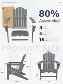 KINGYES HDPE Adirondack Chair Set of 4, Classic Oversize Adirondack Chair, Grey by GreenHaven Gardens