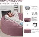 6FT Bean Bag Chair, Large Bean Bag Chairs with Memory Foam Filled, Fluffy Beanbag Sofa with Dutch Velvet Cover, Round BeanBag Chairs for Living Room, Playroom - Dusty Pink by TinyTreasures Baby Boutique