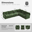 135.5" Oversized Modular Sectional Sofa, L Shaped Convertible Couch with Movable Ottoman, Large 6 Seat Corner Couches for Living Room Deep Seat Green Chenille by CozyNest Decor