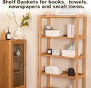 3 Pack Small Storage Baskets for Organizing, Cute Woven Decorative Gift Baskets for Shelves, Mini Closet Organizer Bins with Handles, 11.81''Lx7.87''Wx4.72''H-White by CozyNest Decor