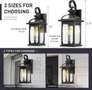 zeyu 2 Pack Outdoor Wall Lamps, 15-inch Black Exterior Light Fixtures for Patio House, Die-Cast Aluminum with Water Ripple Glass, Black Finish, ZD100B-2PK BK-WP by GreenHaven Gardens