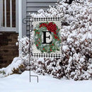 Winter Wreath Monogram Letter E Garden Flag 18" x 12.5" Briarwood Lane by GreenHaven Gardens