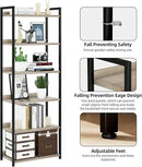 NUMENN Bookshelf, 6 Tier Bookshelves, Home Office Bookcase Shelf Storage Organizer, Free Standing Storage Shelving Unit for Bedroom, Living Room and Home Office, Grey by CozyNest Decor