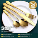 Gold Silverware Set, OGORI 24-Piece Food Grade Stainless Steel Gold Flatware Set, Kitchen Utensil Set Service for 6, Mirror Polished Tableware Cutlery Set for Home and Restaurant, Dishwasher Safe by CozyNest Decor