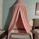 Bed Canopy with Pom Pom for Kids Crib Baby Girl Netting Cover Canopy Crib Curtain Reading Nook Hanging Tent Nursery Play Game Castle Room Decoration (Pink) by TinyTreasures Baby Boutique