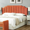 24KF Orange Teddy Fabric Tufted King Upholstered Headboard, Modern Vertical Channel Design California King Headboard with Stepped Silhouette Top Edge,6026-K-Teddy Orange by CozyNest Decor