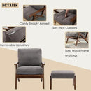 chairus Mid-Century Modern Accent Chair with Ottoman, Linen Fabric Armchair with Wood Legs Comfy Upholstered Single Sofa Chair for Living Room/Bedroom/Lounge, Grey by CozyNest Decor