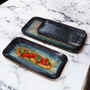 Porcelain Dinner Plates Platters Set of 2, for Fruit, dessert, snack platter, Bread, cupcake, Salad - Microwave, Dishwasher Safe, Scratch Resistant durable, Black Reactive glaze by CozyNest Decor
