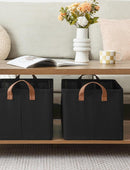 StorageWorks Storage Bins, Fabric Storage Bins for Shelves, Large Storage Baskets with Metal Frame, Closet Baskets and Bins with Handles, Black, 2-Pack by TinyTreasures Baby Boutique