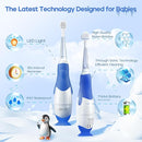 SEAGO Toddler Electric Toothbrushes for Baby Ages 0-3 Years, Baby Toothbrush with Smart Timer and Suction Base, 4 Replacement Brush Heads SG-513 (Navy-C) by TinyTreasures Baby Boutique
