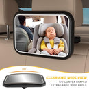 Baby Car Mirror with Light, 7 RGB Light Rear Facing Baby Car Seat Mirror with Remote Control Rechargeable 360° Rotation Hook Clip Design Wide View Shatterproof by TinyTreasures Baby Boutique
