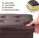 ALASDO Brown Leather Storage Ottoman Footrest Stool, 17x13x13inches, Modern Style by CozyNest Decor