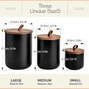 Black Ceramic Canister Set with Bamboo Lids, 3-Piece Airtight Food Storage Jars for Kitchen - Flour, Sugar, Coffee, Tea, Spice - Small, Medium, Large Sizes by CozyNest Decor
