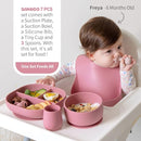 SAMiGO Silicone Baby Feeding Set, Baby Led Weaning Supplies, Suction Bowl Plate Bib Cup Self Feeding Spoons, Solid Food Eating Essentials, First Stage Utensils, 6+ Months by TinyTreasures Baby Boutique