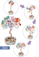 Jovivi Small 7 Chakra Crystals Tree, Natural Crystal Healing Stones Tree Glass Bowl Base Gemstone Money Trees Feng Shui Good Luck Home Desk Decor by GreenHaven Gardens