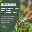 Saboten Japan 6.3" Automatic Japanese Harvesting Shears - Fine-Tipped Angled Blade, Magnetic Springless Action, Stainless Steel with Fluorine Coating, Ergonomic Grip - forest Originals, Made in Japan by GreenHaven Gardens