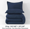 Litanika Navy Blue Comforter King Size, 3 Pieces Lightweight Solid Bedding Comforter Set, All Season Fluffy Bed Set (104x90In Comforter & 2 Pillowcases) by CozyNest Decor