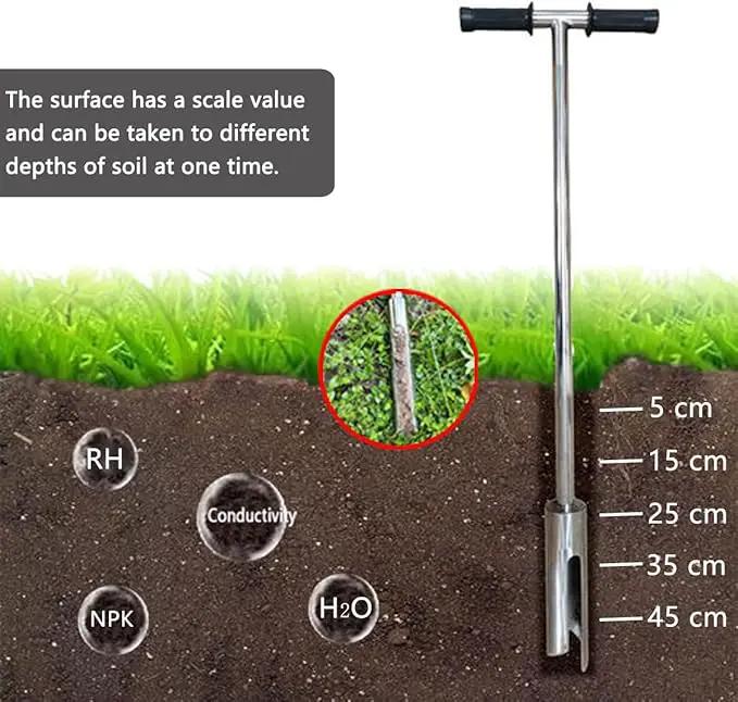 INTBUYING 40’’ Soil Sampler Probe Soil Test Probe with 8’’Sample Ejector and Foot Pedal &Rubber Handle Stainless Steel 2in Dia for Soil Sampling Lawn Garden Farm, photo 5 of 9