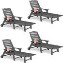 Lounge Chair Outdoor Set of 4 with Wheels, Adjustable 6-Position Chaise Lounge Outdoor, Patio Lounge Chair for Poolside Backyard, Grey by GreenHaven Gardens