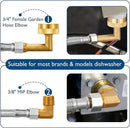 Dishwasher Installation Kit - 10 FT Stainless Steel Braided Dishwasher Hose kit,Food Grade PEX Inner Tube Water Line with 3/8"x 3/8"x 3/8" Tee Stop Valve,3/8"x 3/8"MIP Elbow,3/8"x 3/4"FHT Elbow by CozyNest Decor